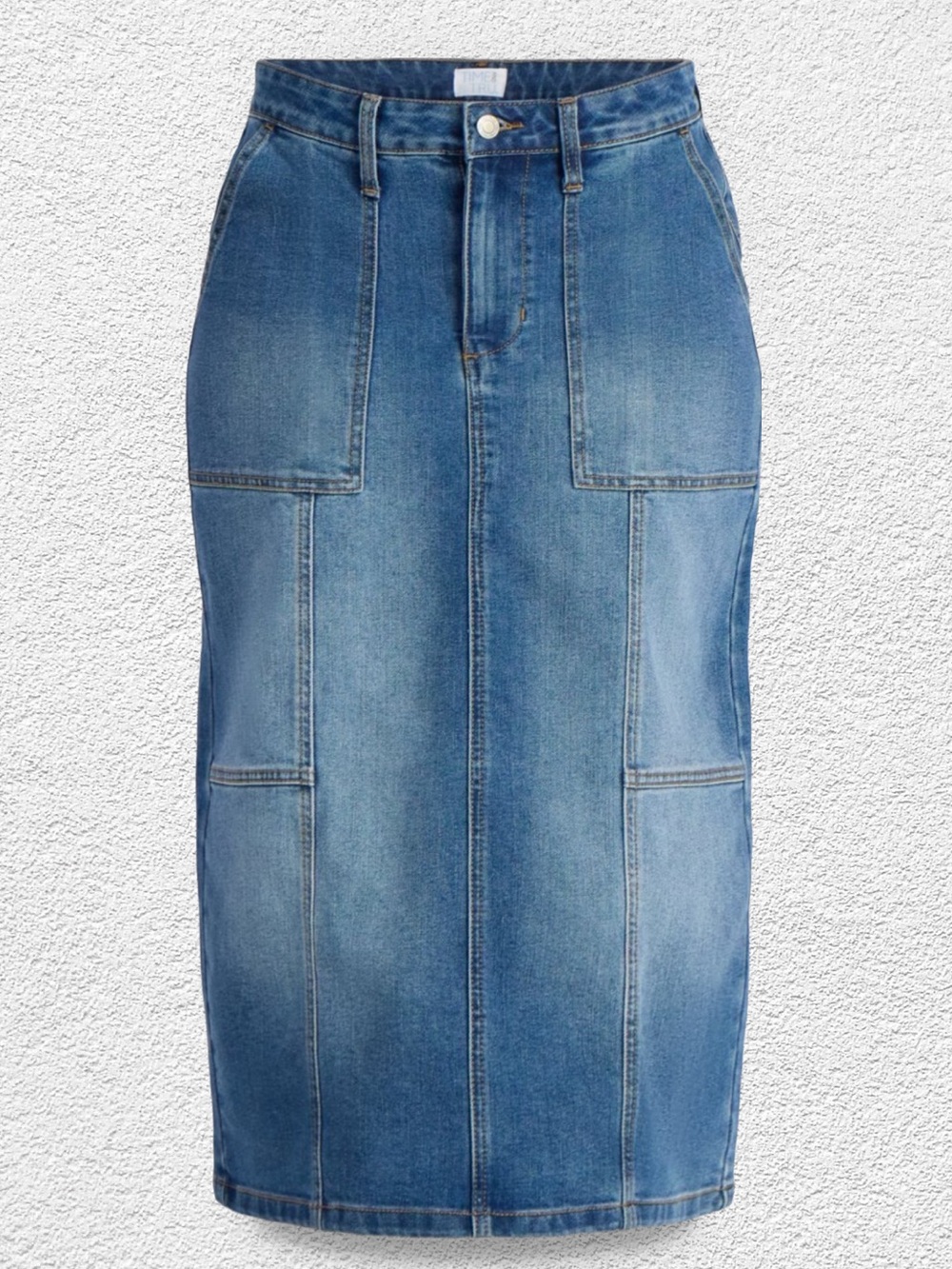NWT Time and Tru Classic Blue Denim Midi Skirt 6